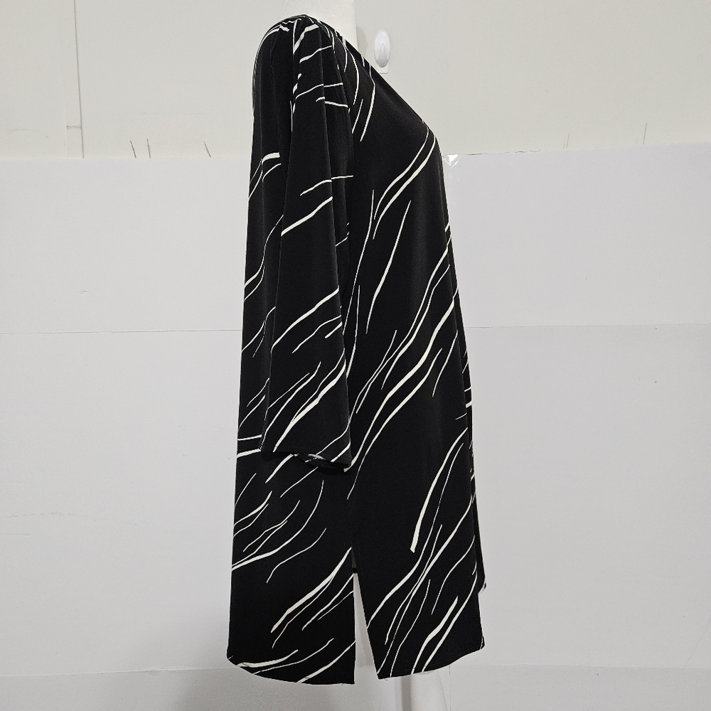 Alfani Size L Black Long-Sleeved Womens Wide Crew Neck Long Dress Shirt  Blouse - Picture 4 of 16